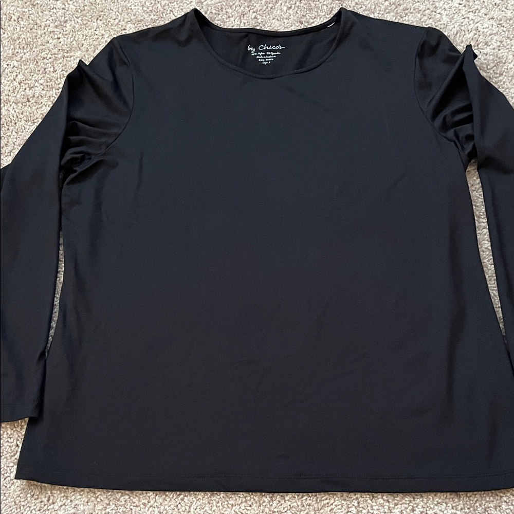 Chico's Elegant Black Long Sleeve Tee